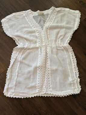 White Crochet Tunic Cover-Up, size small